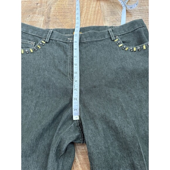 Ruby Rd Women's Metallic Green Sparkle Straight Leg Denim Jeans Jewel Accent 10 - Picture 10 of 11